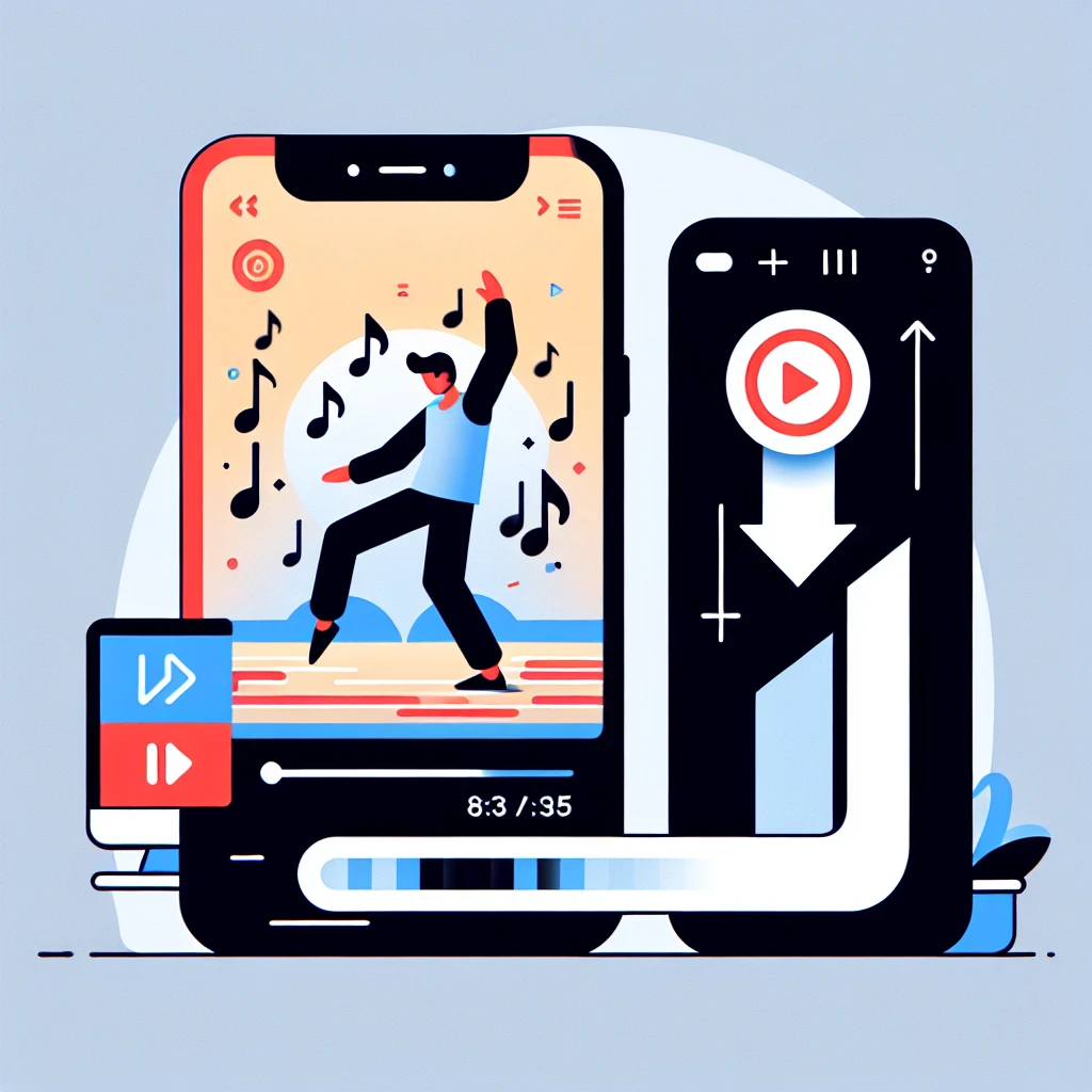 "Scaricatore di Video TikTok: Illustrazione di un'applicazione per scaricare video TikTok direttamente sul dispositivo, con interfaccia utente user-friendly e icone di download. Guida completa per scaricare video da TikTok."