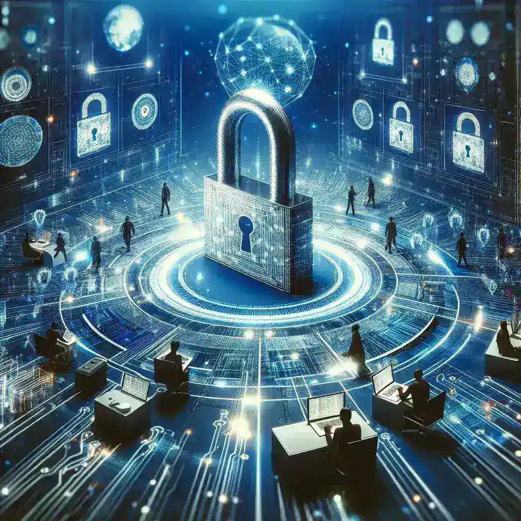 "Illustrazione di soluzioni avanzate per la gestione sicura delle API interne aziendali, con elementi visivi che rappresentano sicurezza informatica e integrazione dei dati - Guida Completa 2024."